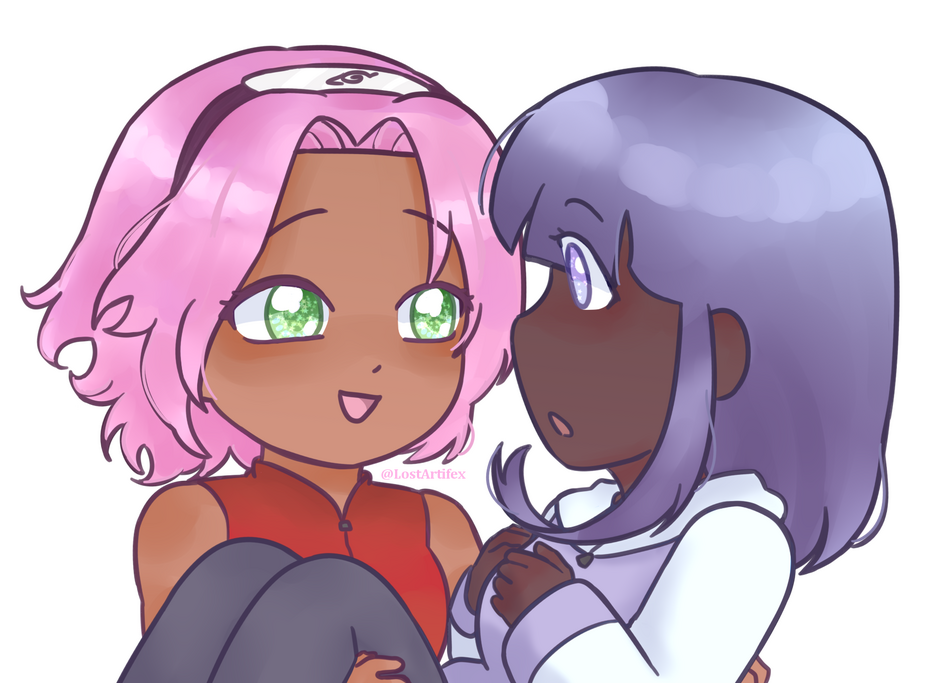 Sakura x Hinata Sakura holds Hinata like a princess